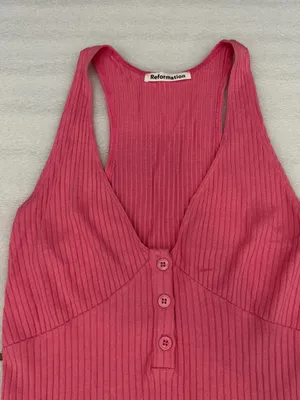 Reformation Ribbed Mini Summer Dress thumbnail 3