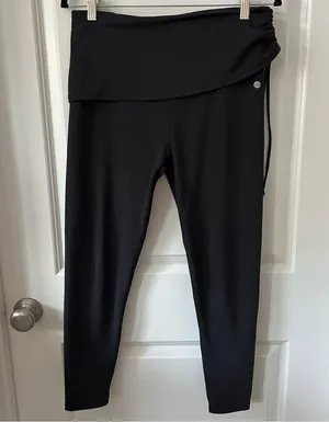 apana Black Fold over Waist Yoga Pants Medium thumbnail 2