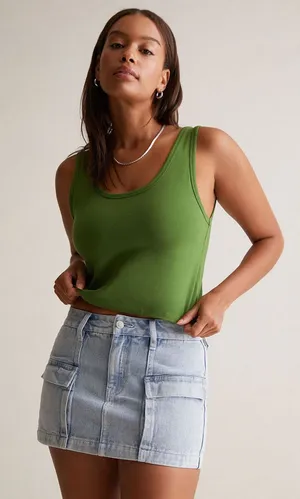 5/$35 PacSun Womens Tank Top Sz M Contour Easy‎ Sculpting Green Cropped Crop thumbnail 1