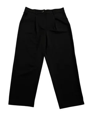 Black Pleated High Waist Wide Leg Trousers Pants Women‎ Large NEW thumbnail 1