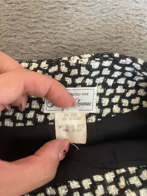 Saks Fifth Avenue Black and White Textured Pencil Skirt thumbnail 3