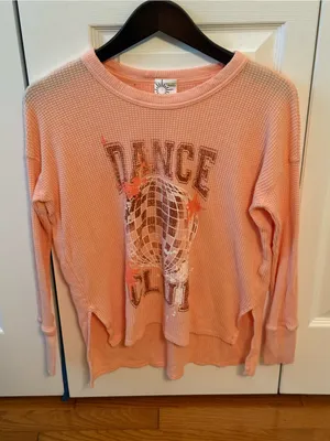 Aerie Waffle Knit Dance Club Pullover in Peach thumbnail 2