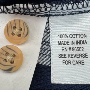 Sandy & Sid Striped Long Sleeve Button‎ Up Crop Shirt Blue White Large thumbnail 10
