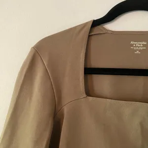 Abercrombie & Fitch Brown Square Neck Long Sleeve Minimalist Stretchy Medium thumbnail 3