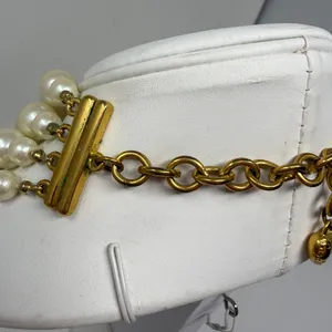 Carolee Faux Pearl Beaded Bead Three Strand Statement Necklace Gold Clasp thumbnail 8