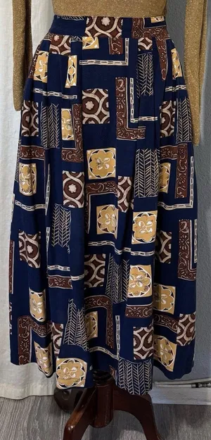 Sag Harbor 1/2 Elastic Waist Boho Midi Skirt Geometric Print Peasant Indie Large thumbnail 2