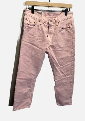 Levi's 501 Original Fit Jeans Womens Pink Straight Leg Button Fly Denim‎ Casual thumbnail 1