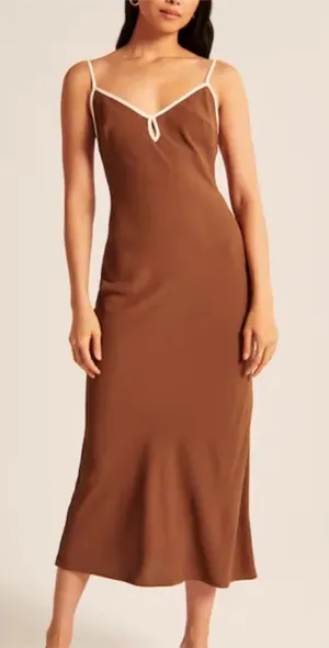 Abercrombie & Fitch Brown Slip Maxi Dress NWT thumbnail 1