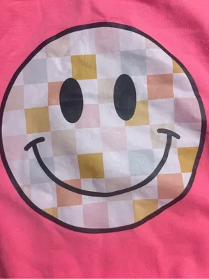 Gildan Pink Crewneck Sweatshirt with Smiley Graphic thumbnail 4