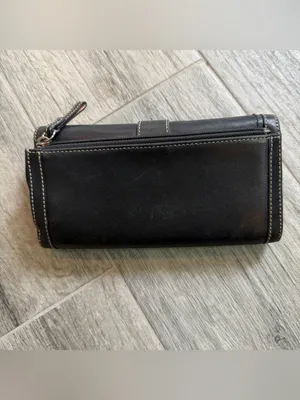 Y2K Coach Wallet Black Leather Soho Hampton Trifold Large Buckle thumbnail 2