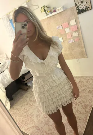 Majorelle Theodore Mini Dress in White thumbnail 1