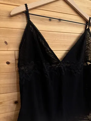 Y2K Style Spaghetti Strap Large Black Lace Cropped Babydoll Tank Top thumbnail 2