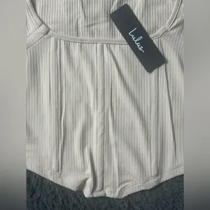 Lulus Flair for the Flirty Beige Ribbed Long Sleeve Bustier Crop Top Medium nude thumbnail 4