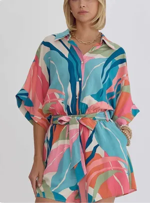 Entro Oversized Floral Tropical Romper thumbnail 1