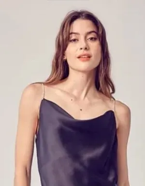 NEW! NWT HOUSE OF HARLOW Satin Cami Top Rhinestone Straps thumbnail 1