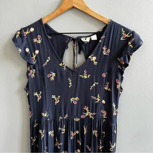 Roxy Rush Minute Short Sleeve Midi Dress Navy Floral Size Small thumbnail 5