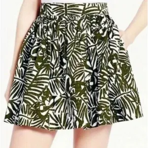 Kate Spade Orchid Coreen Havana Skirt Womens 2 Olive Green Tropical Pleated Mini thumbnail 1