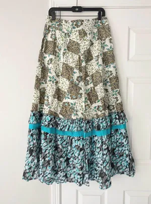 Anthropologie Floral Patchwork Maxi Skirt thumbnail 5