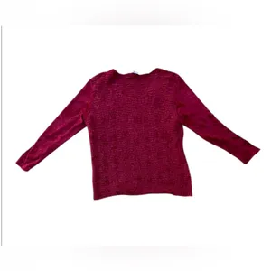 Rafael Textured Crinkle Velvet Floral Top XL Deep Red‎ Long Sleeve Blouse thumbnail 5