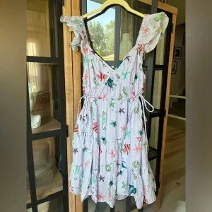 Hill House Lucia mini dress sea creatures lilac lavender coastal print ruffles thumbnail 6