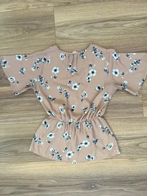 Sienna Sky Floral Wrap Blouse | Dusty Rose Kimono Sleeve Tie Waist Top | Size Small thumbnail 4