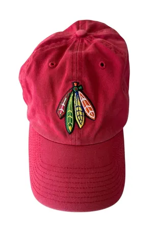 Vintage Red Blackhawks Hockey Baseball Cap Hat thumbnail 1