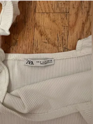 Zara White Ruffled Strap Crop Top thumbnail 2