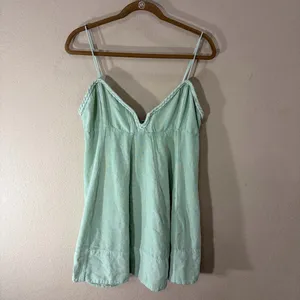 Free People Altura Mini Dress Sz L Light Green Boho Hippie Preppy Coastal Beach thumbnail 2
