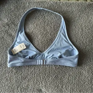 AERIE Blue Ribbed Halter Bikini Top thumbnail 3
