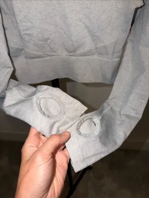 Acta Light Gray Cropped Long-Sleeve Seamless Top - Size Meidum thumbnail 2