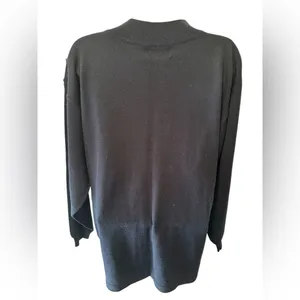 VTG Casual Corner Wool Blend Navy Mock Neck Sweater Size L W/ Button Shoulder thumbnail 3