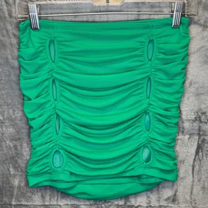 2011 | NWT White Fox Bodycon Festival Ruched Cut Out Mini‎ Skirt Green Womens M thumbnail 1