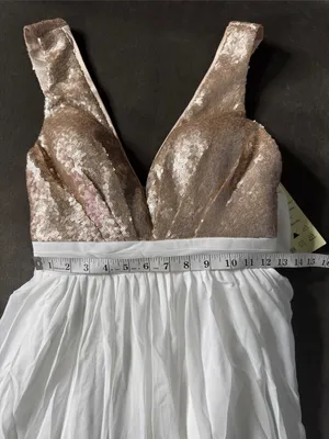 Women’s Full Length Prom Party Dress Deep V-Neck Sequined Bodice Bow Size 2 NEW thumbnail 9