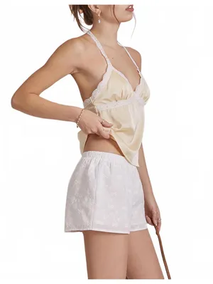 Pacsun Beverly and Beck Bow Embroidered Shorts Cotton White NWT Small thumbnail 3
