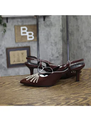 NWT A New Day Serafina Rhinestone Slingback Heels 94661785 Burgundy Red 8.5M thumbnail 8
