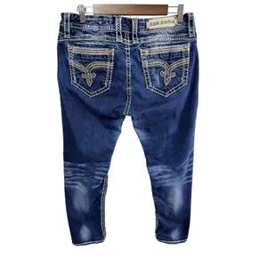 Rock Revival Mel Ankle Skinny Jeans Women's 34 Blue Embellished Boho Cotton thumbnail 2