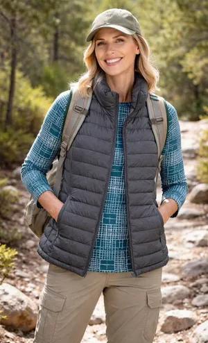 Uniqlo Grey Puffer Down Vest Packable‎ Travel Full Zip Nylon Womens XS thumbnail 1