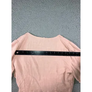 American Threads Wrap Top Peplum Women Large Pink Minimalist Side Tie Cotton thumbnail 11