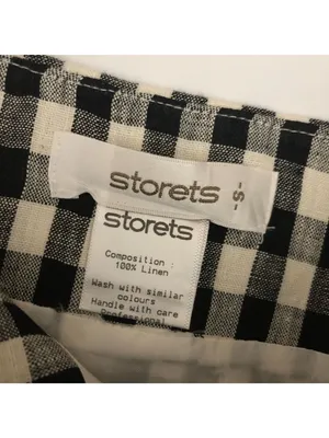 Storets Gingham Linen Mini Wrap Skirt With Button Detail Black & White S thumbnail 3
