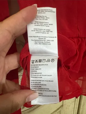 FARM Rio Red Ruffled Sheer Long-Sleeve Peplum Blouse Size Small thumbnail 13