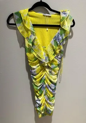 ZARA yellow floral dress size small nwot thumbnail 1