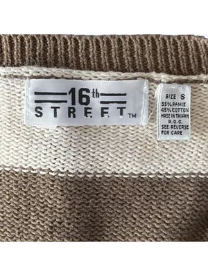 Vintage 90s neutral striped cardigan 16th Street cozy oversized size small thumbnail 6