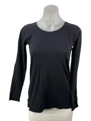 Lululemon Women's Black Long Sleeve Running Yoga Athletic T Shirt Tee Top Size 2 thumbnail 1