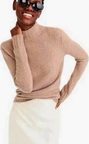 J.Crew Merino Wool Supersoft Yarn Alpaca Mock‎ Neck Sweater Ribbed Trim Medium thumbnail 1