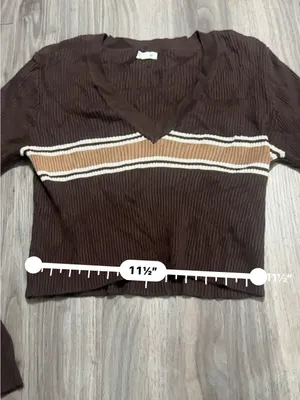 Garage Brown V-Neck Stripe Sweater thumbnail 11