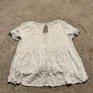 Urban Outfitters White Peplum V-Neck Open Back Keyhole Top‎ women Size Medium thumbnail 6