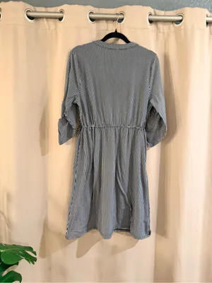 Siren Lily Maternity Striped V-Neck Button-Front Shirt Dress thumbnail 3