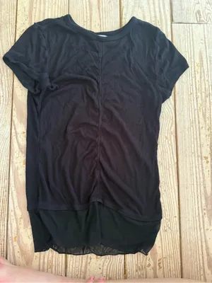 Free People Black Ribbed Layered Hem T-Shirt size m thumbnail 1