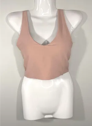 Sage Collective Strawberry Ice Pink V-Neck Crop Active Tank Top‎ Small NEW thumbnail 1