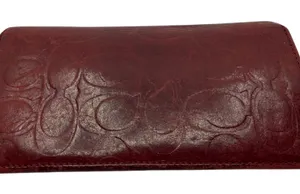 Coach Signature C Embossed Red Leather Wallet thumbnail 1